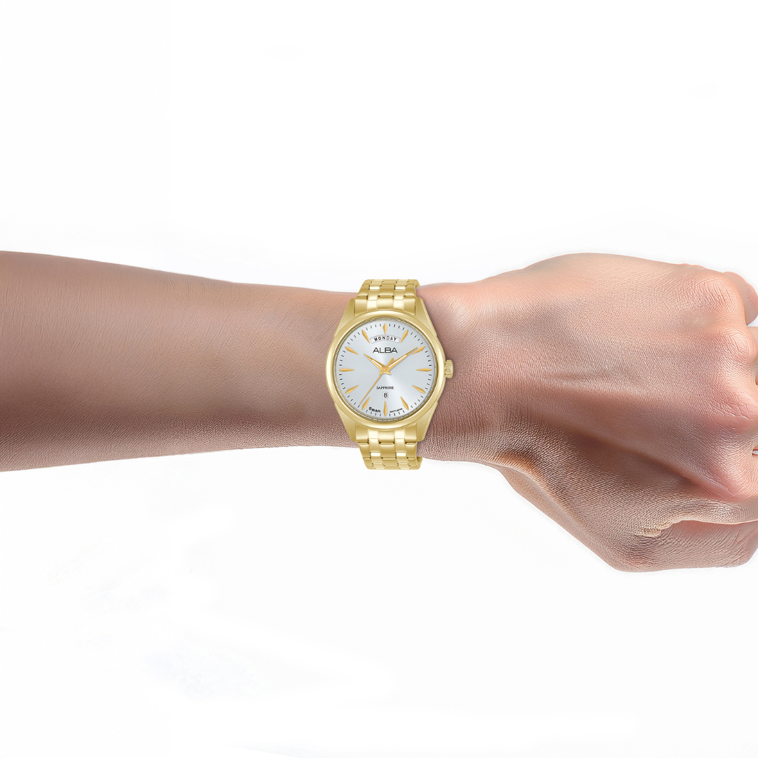 ALBA A6B002X PRESTIGE QUARTZ DAY-DATE GOLD MEN WATCH