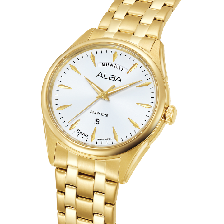 ALBA A6B002X PRESTIGE QUARTZ DAY-DATE GOLD MEN WATCH
