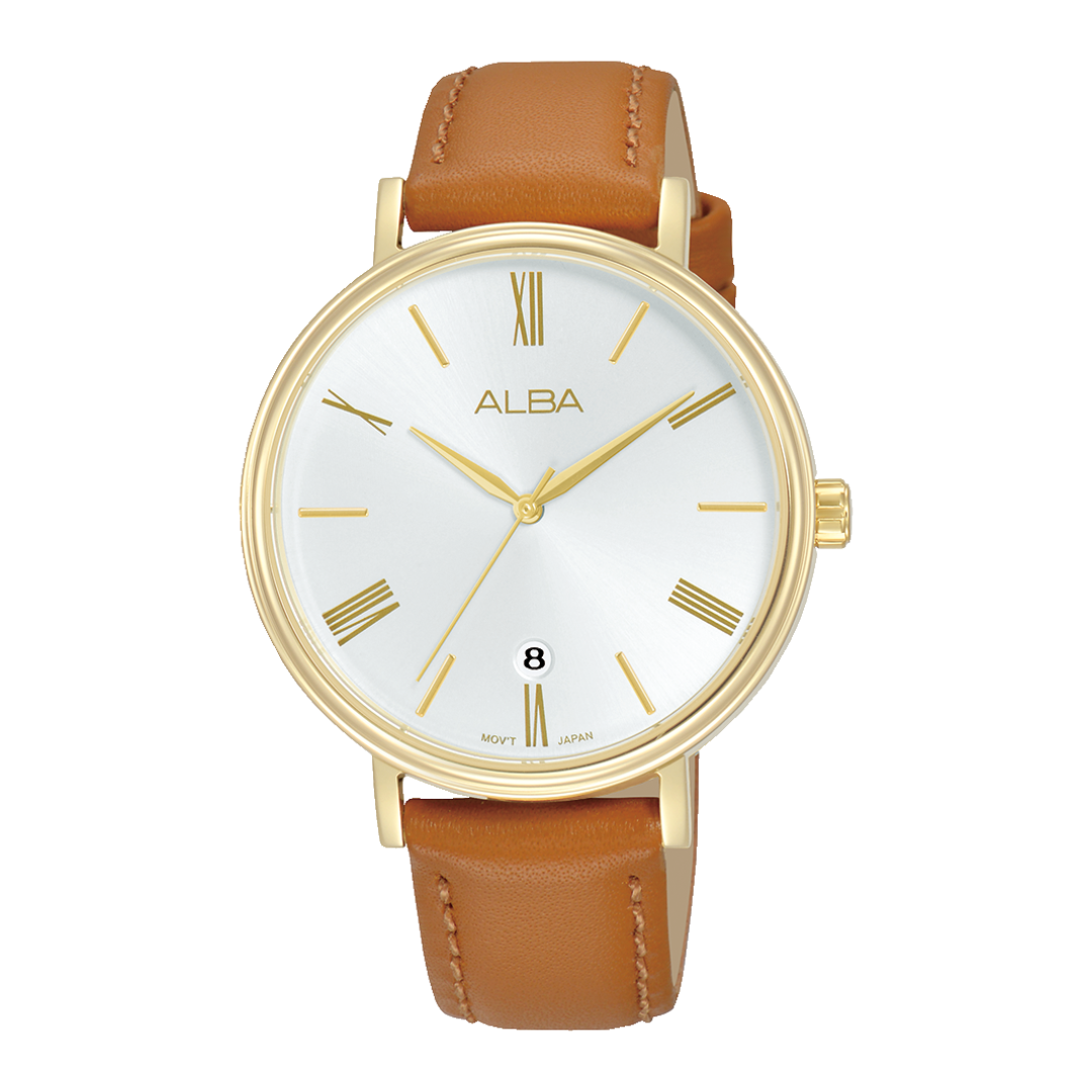 ALBA AG8N90X FASHION QUARTZ 3 HANDS DATE LEATHER WOMEN WATCH