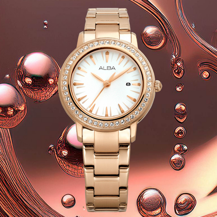 ALBA AH7DK8X SIGNA QUARTZ 3 HANDS DATE WOMEN WATCH