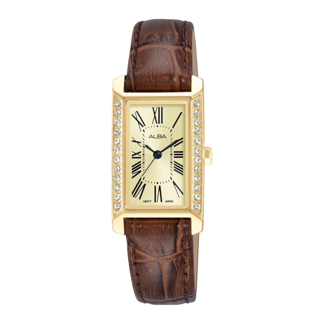 ALBA AK3064X Crystal Rectangular Gold Women's Watch | City Chain – City ...