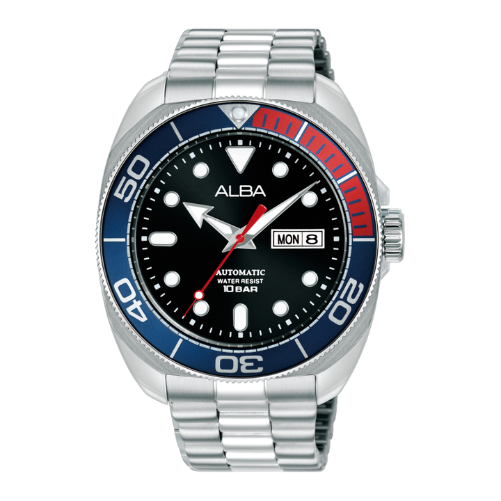 ALBA AL4819X MECHANICAL AUTOMATIC DAY-DATE BLACK DIAL MEN WATCH