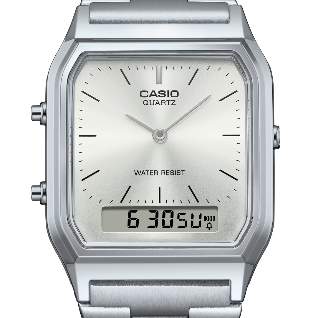 CASIO VINTAGE AQ-230A-7AMQYDF ANALOG-DIGITAL SILVER UNISEX WATCH