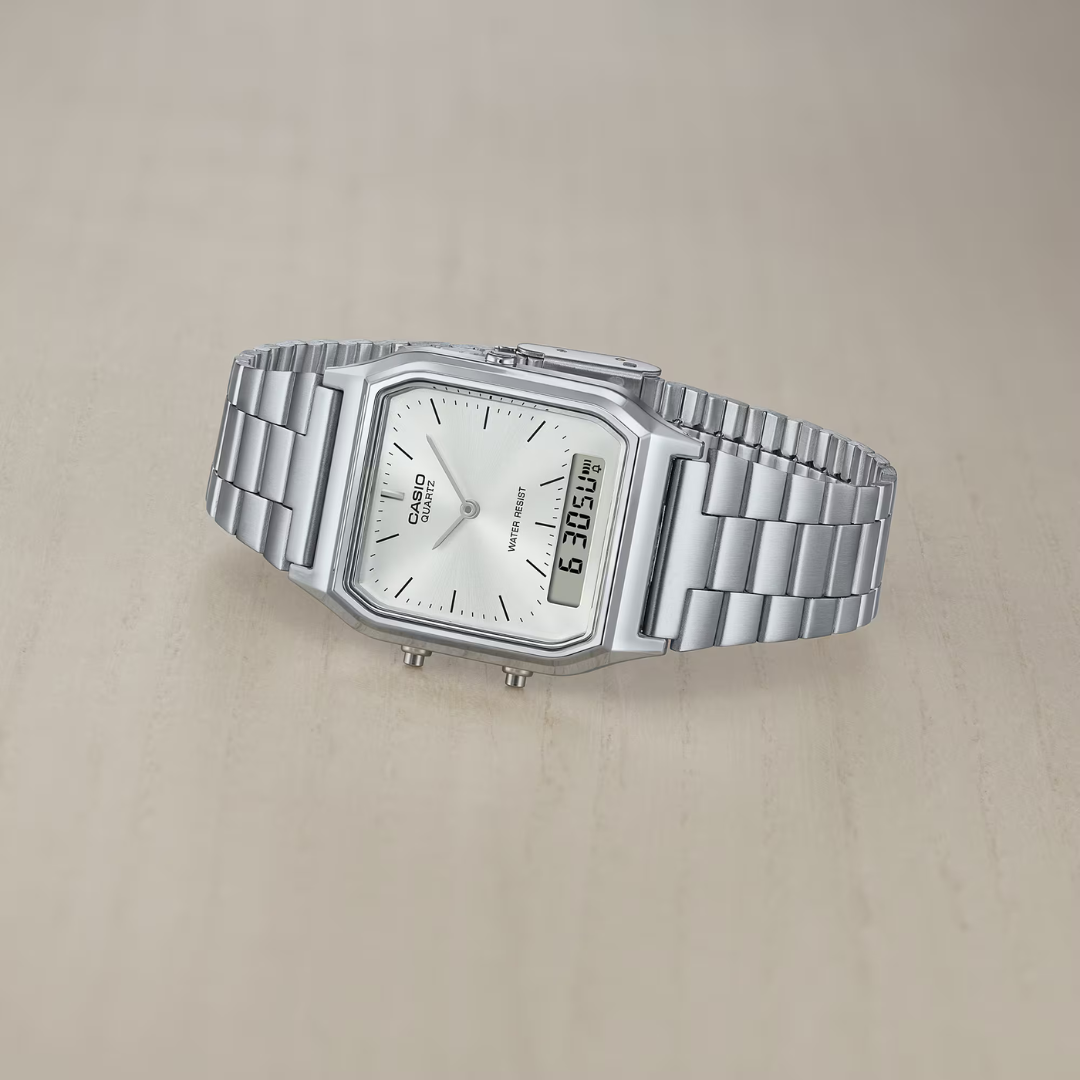 CASIO VINTAGE AQ-230A-7AMQYDF ANALOG-DIGITAL SILVER UNISEX WATCH