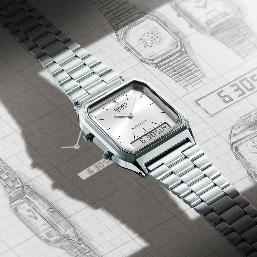 CASIO VINTAGE AQ-230A-7AMQYDF ANALOG-DIGITAL SILVER UNISEX WATCH