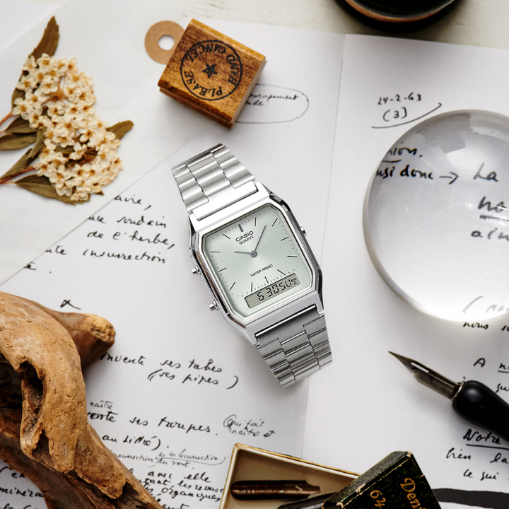 CASIO VINTAGE AQ-230A-7AMQYDF ANALOG-DIGITAL SILVER UNISEX WATCH