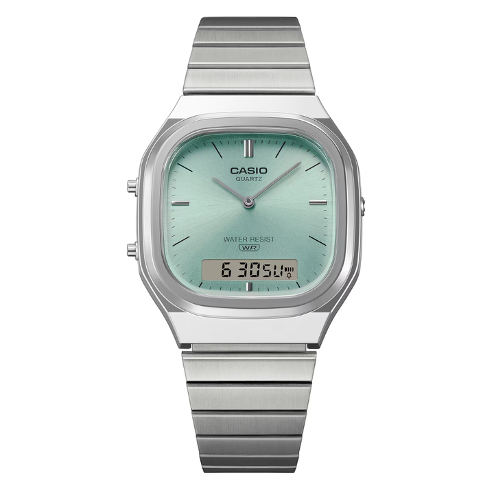 CASIO VINTAGE AQ-240E-2ADF ANALOG-DIGITAL SILVER UNISEX WATCH
