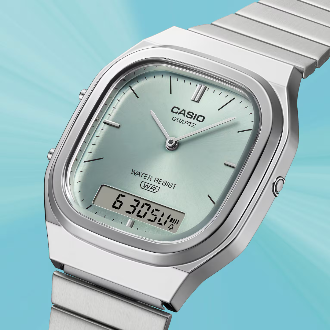 CASIO VINTAGE AQ-240E-2ADF ANALOG-DIGITAL SILVER UNISEX WATCH