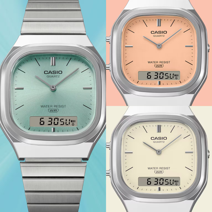 CASIO VINTAGE AQ-240E-2ADF ANALOG-DIGITAL SILVER UNISEX WATCH