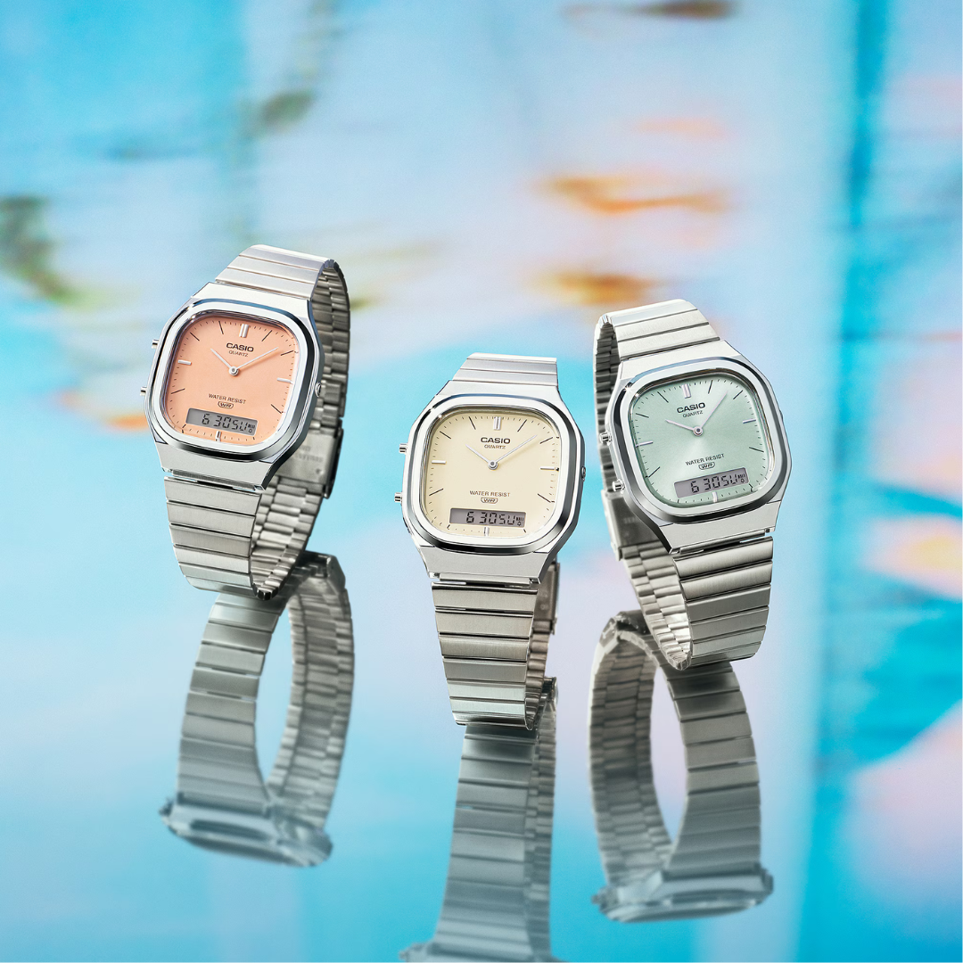CASIO VINTAGE AQ-240E-2ADF ANALOG-DIGITAL SILVER UNISEX WATCH