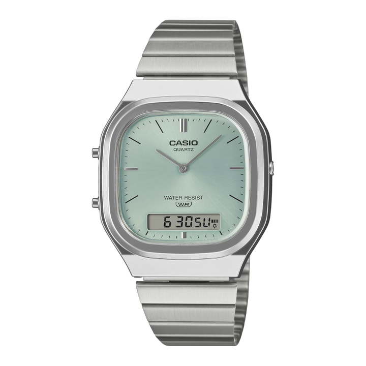 CASIO VINTAGE AQ-240E-2ADF ANALOG-DIGITAL SILVER UNISEX WATCH