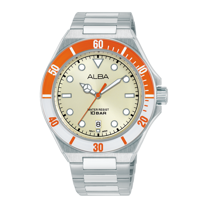 ALBA AS9W13X ACTIVE QUARTZ LIGHT CHAMPAGNE DIAL MEN WATCH