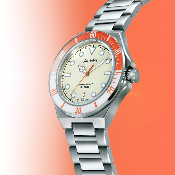 ALBA AS9W13X ACTIVE QUARTZ LIGHT CHAMPAGNE DIAL MEN WATCH