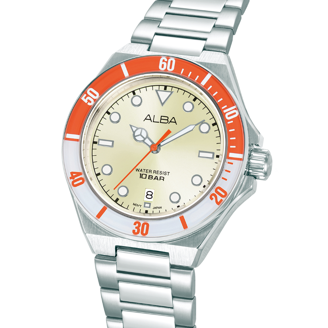 ALBA AS9W13X ACTIVE QUARTZ LIGHT CHAMPAGNE DIAL MEN WATCH