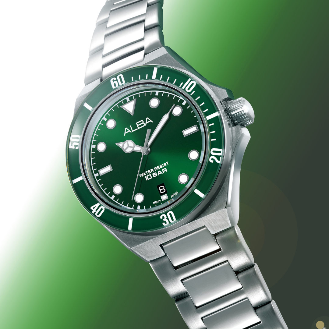 ALBA AS9W17X ACTIVE QUARTZ GREEN DIAL MEN WATCH