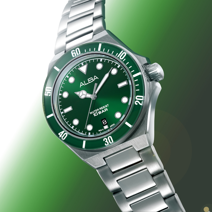 ALBA AS9W17X ACTIVE QUARTZ GREEN DIAL MEN WATCH