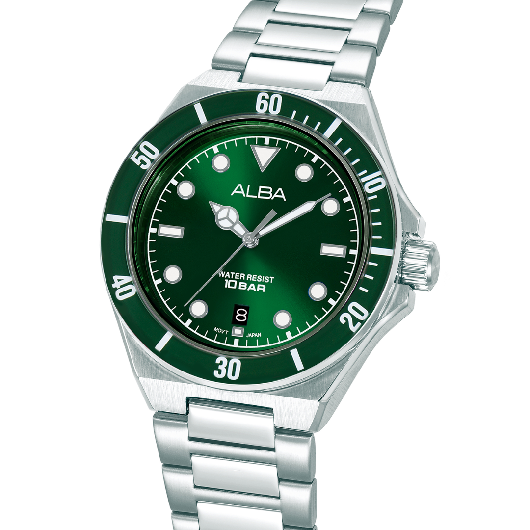 ALBA AS9W17X ACTIVE QUARTZ GREEN DIAL MEN WATCH