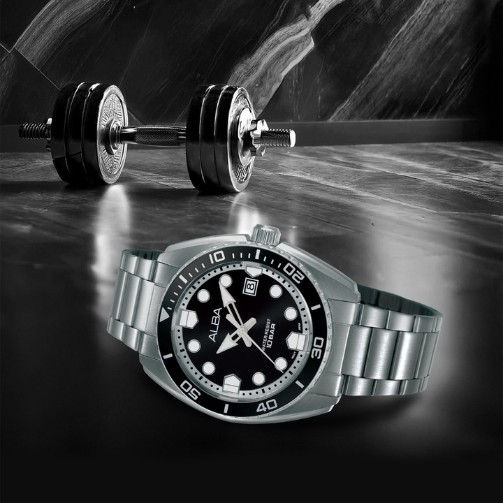 ALBA AS9W21X ACTIVE QUARTZ BLACK DIAL MEN WATCH