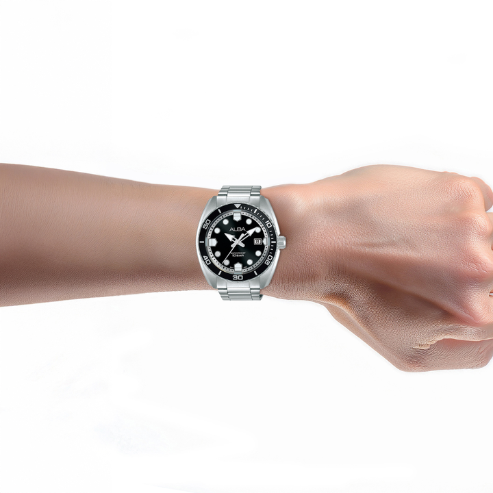 ALBA AS9W21X ACTIVE QUARTZ BLACK DIAL MEN WATCH