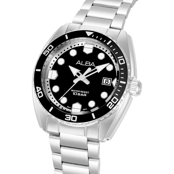 ALBA AS9W21X ACTIVE QUARTZ BLACK DIAL MEN WATCH