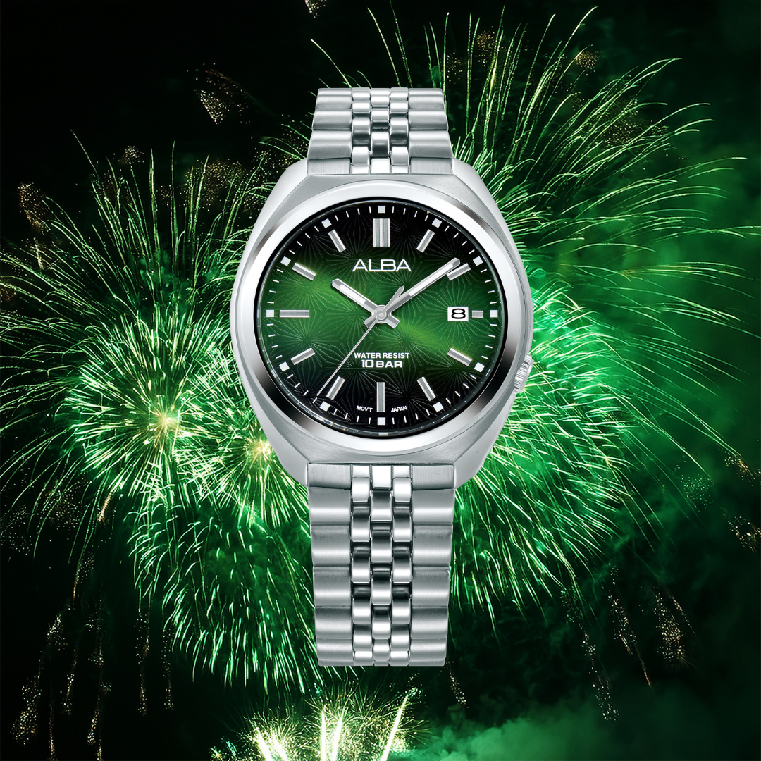ALBA AS9W31X ACTIVE QUARTZ GREEN GRADATION DIAL MEN WATCH