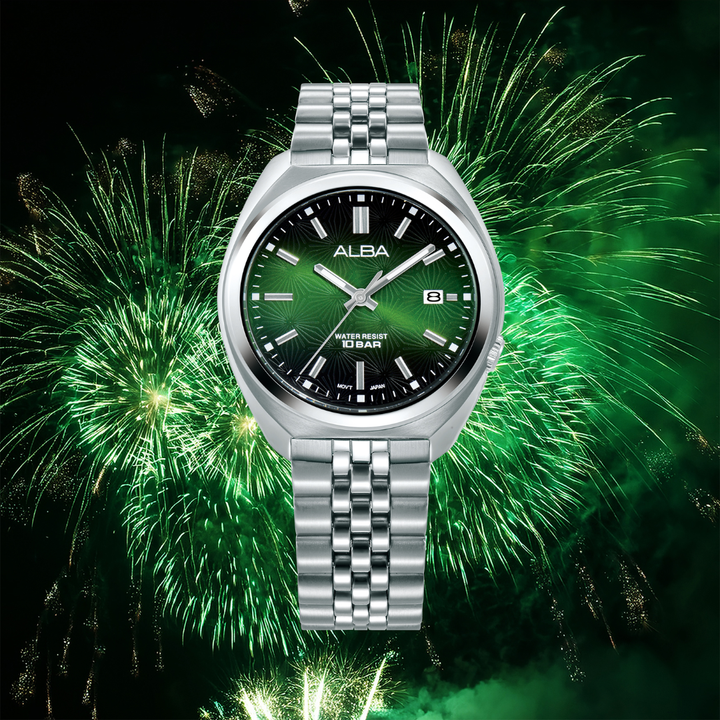 ALBA AS9W31X ACTIVE QUARTZ GREEN GRADATION DIAL MEN WATCH