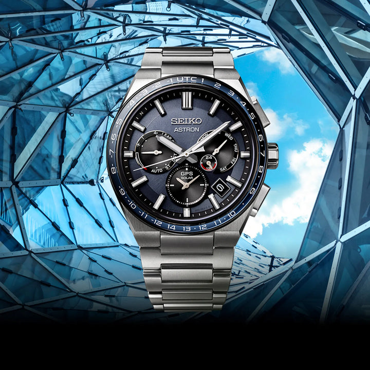 SEIKO ASTRON SSH109J1 5X DUAL-TIME GPS SOLAR CHRONOGRAPH "SOLIDITY" MEN WATCH