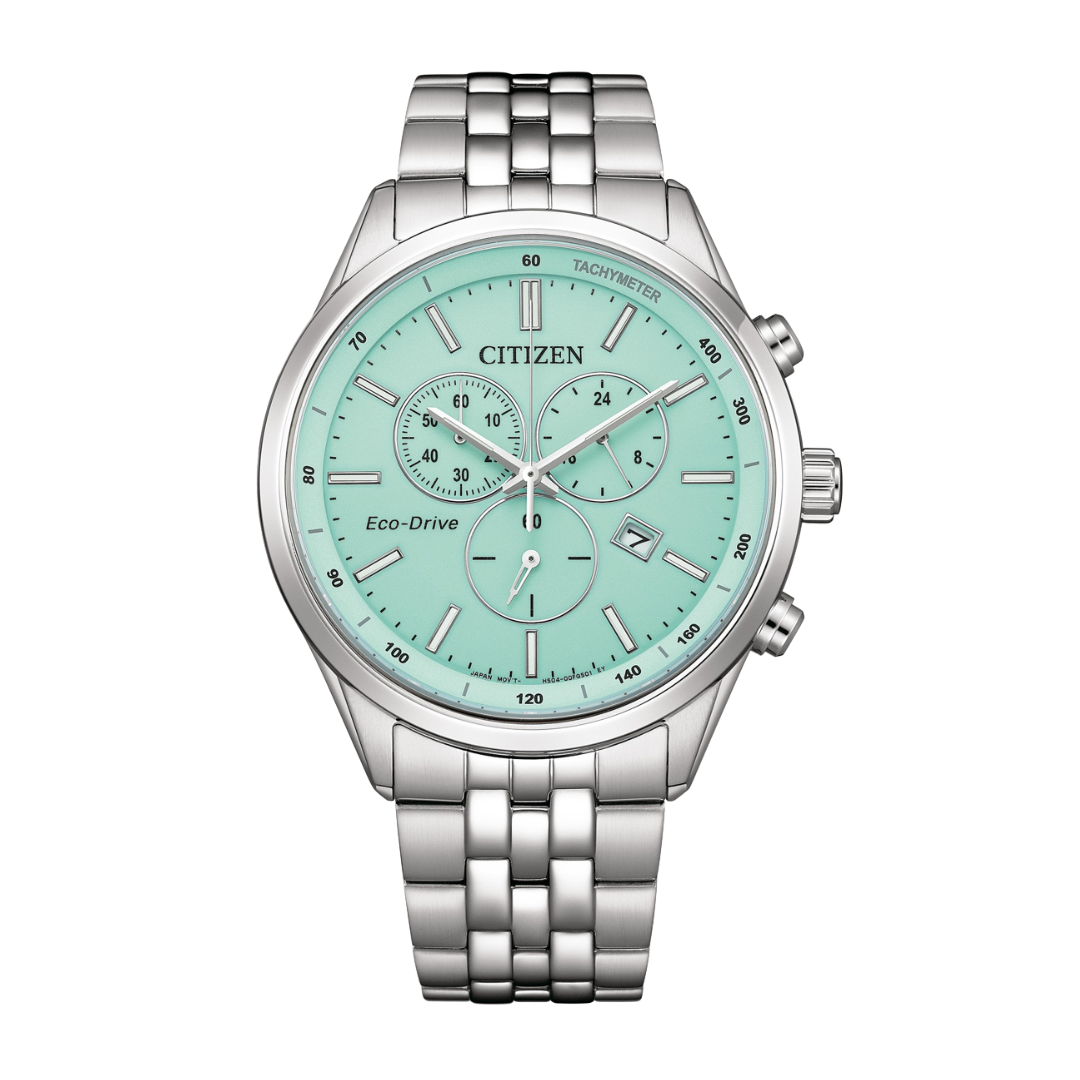 Citizen AT2570-56M Eco-Drive chronograph green dial stainless steel men's watch
