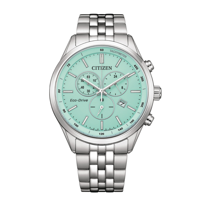 Citizen AT2570-56M Eco-Drive chronograph green dial stainless steel men's watch