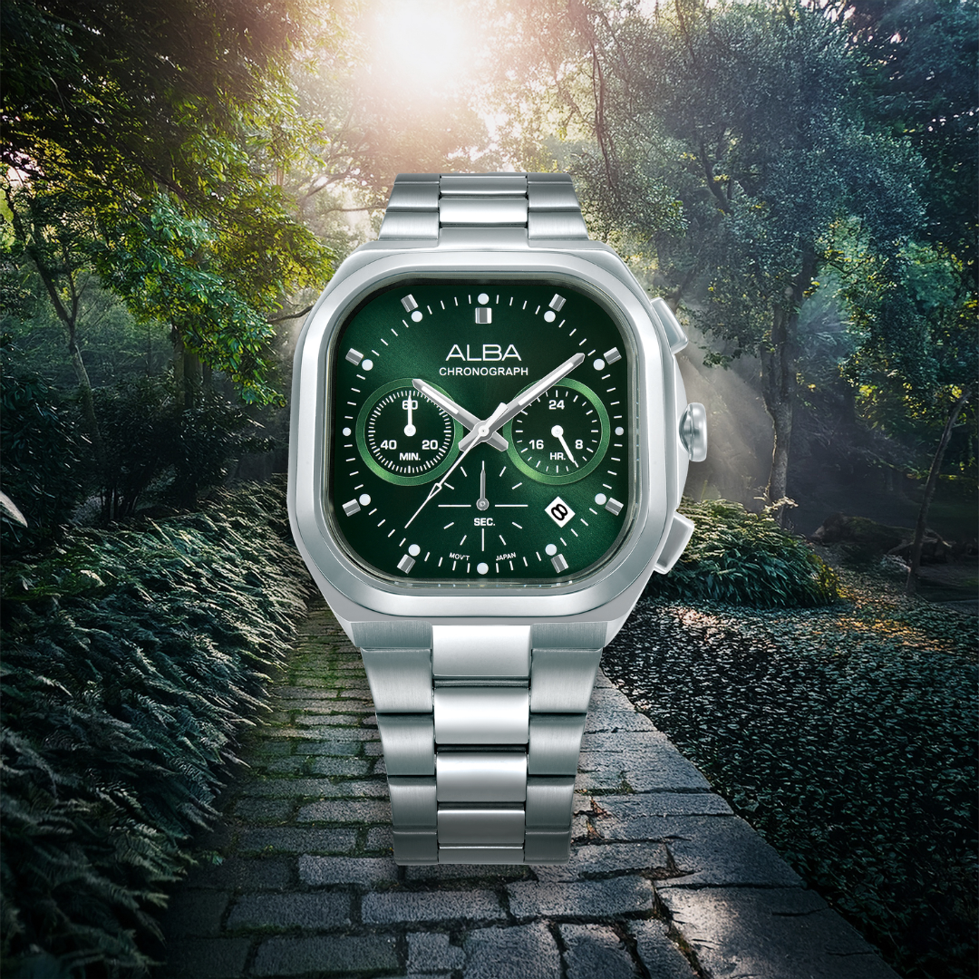 ALBA AT3K99X ACTIVE CHRONOGRAPH GREEN DIAL MEN WATCH