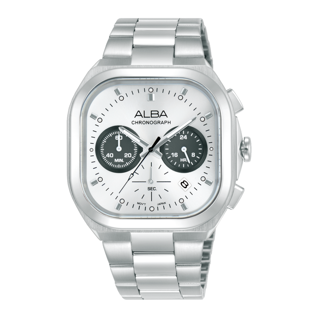 ALBA AT3L07X ACTIVE CHRONOGRAPH WHITE BLACK DIAL MEN WATCH