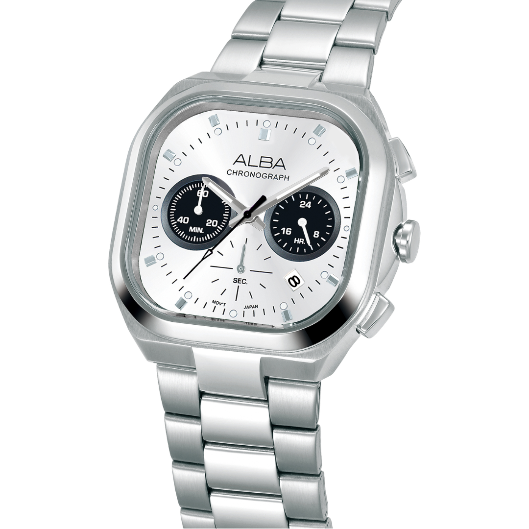 ALBA AT3L07X ACTIVE CHRONOGRAPH WHITE BLACK DIAL MEN WATCH