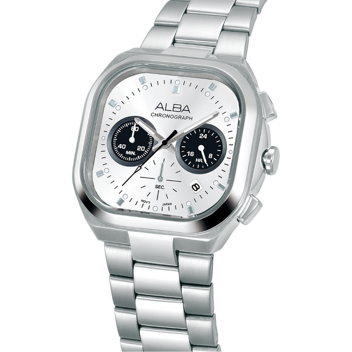 ALBA AT3L07X ACTIVE CHRONOGRAPH WHITE BLACK DIAL MEN WATCH