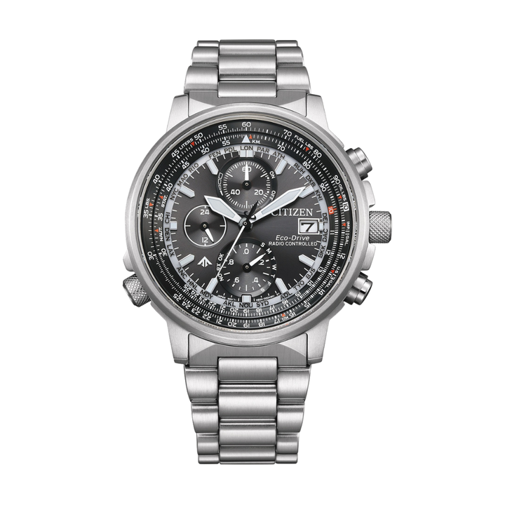 Citizen AT8300-58E Promaster Eco-Drive chronograph black dial stainless steel men's watch