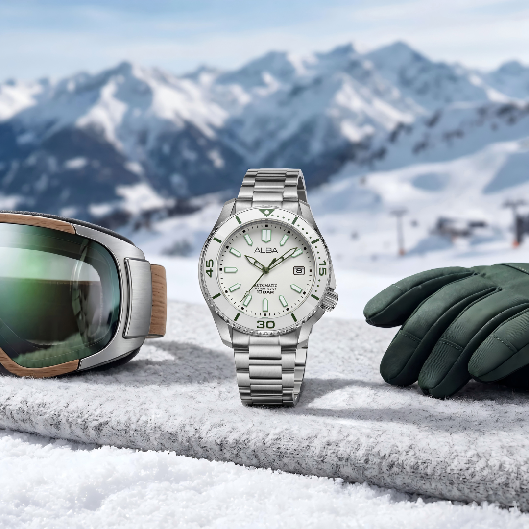 ALBA AU4093X MECHANICAL AUTOMATIC WHITE LUMINOUS DIAL MEN WATCH