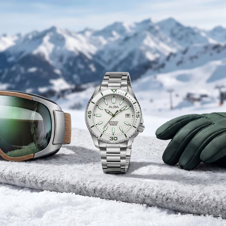 ALBA AU4093X MECHANICAL AUTOMATIC WHITE LUMINOUS DIAL MEN WATCH