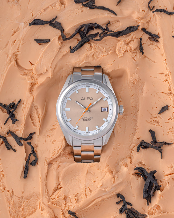 ALBA AU4103X MECHANICAL AUTOMATIC ORANGE DIAL MEN WATCH