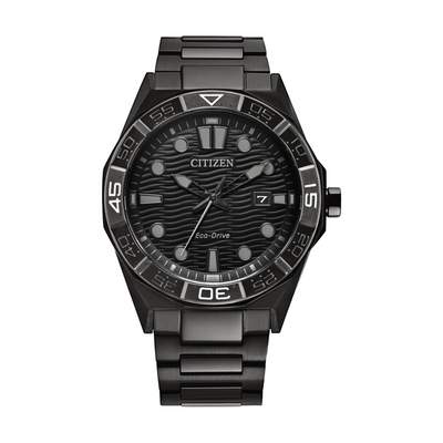 Citizen AW1855-52E Eco-Drive black dial black stainless steel sapphire glass men's watch