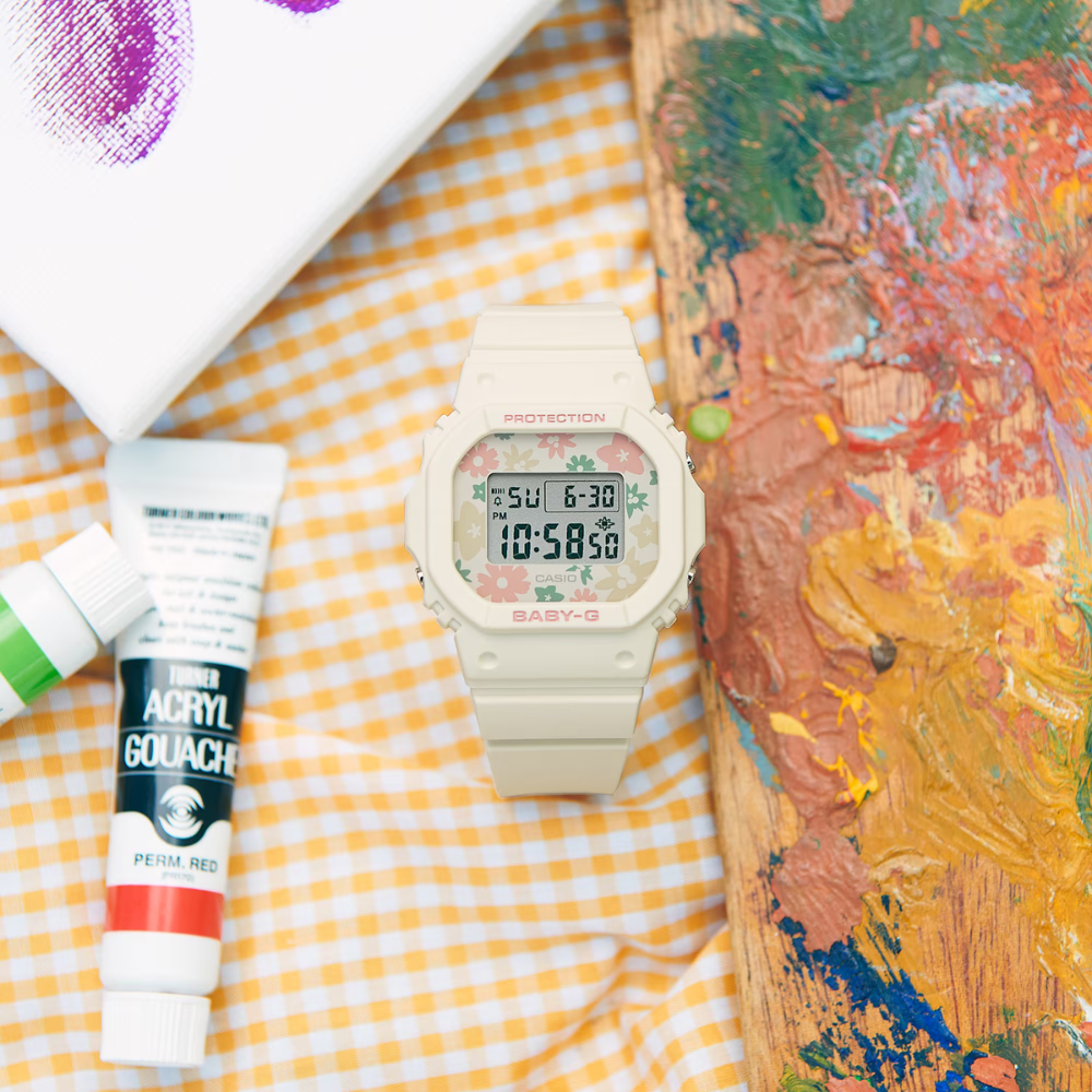 CASIO BABY-G BGD-565RP-7DR FLORAL THEME CREAM WOMEN WATCH
