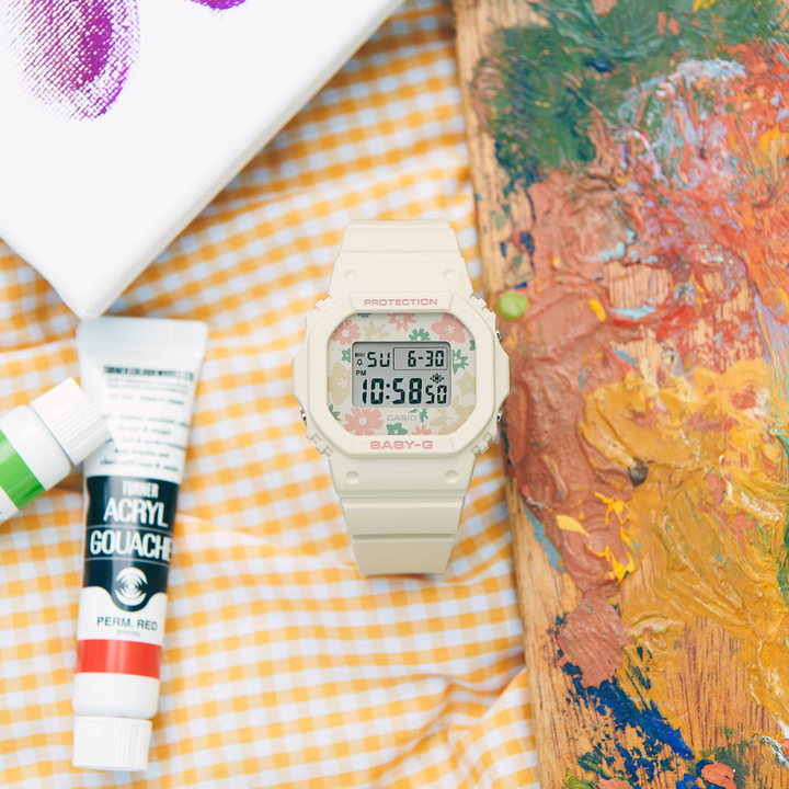 CASIO BABY-G BGD-565RP-7DR FLORAL THEME CREAM WOMEN WATCH