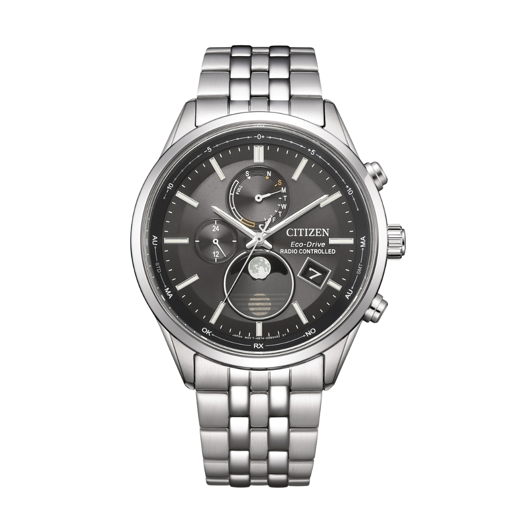 Citizen BY1030-50E Eco-Drive moon phase radio controlled perpetual calendar steel bracelet sapphire 100m