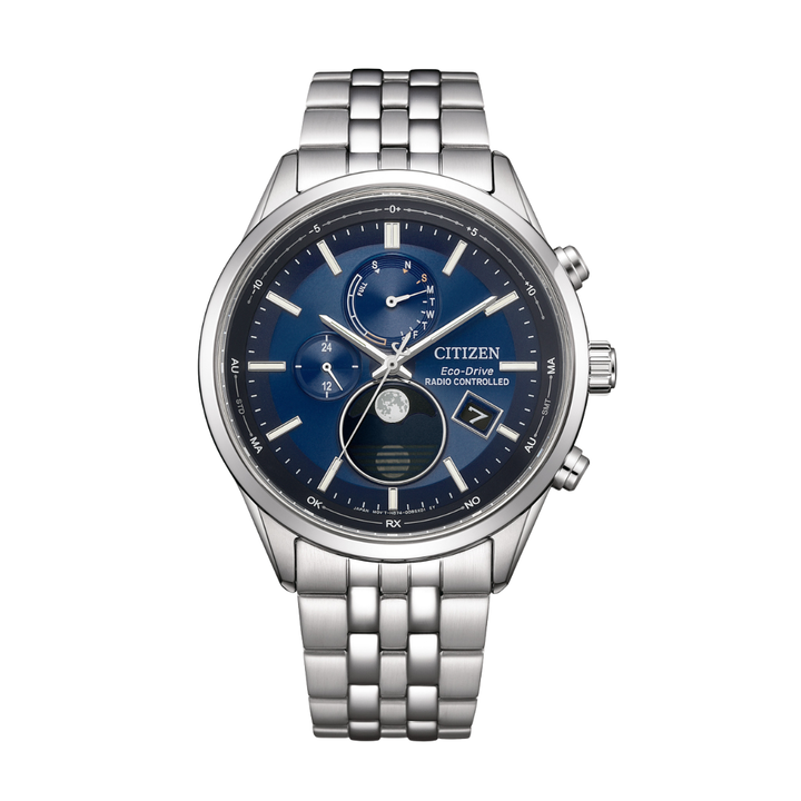 Citizen BY1030-50L Eco-Drive moon phase radio controlled perpetual calendar steel bracelet sapphire 100m