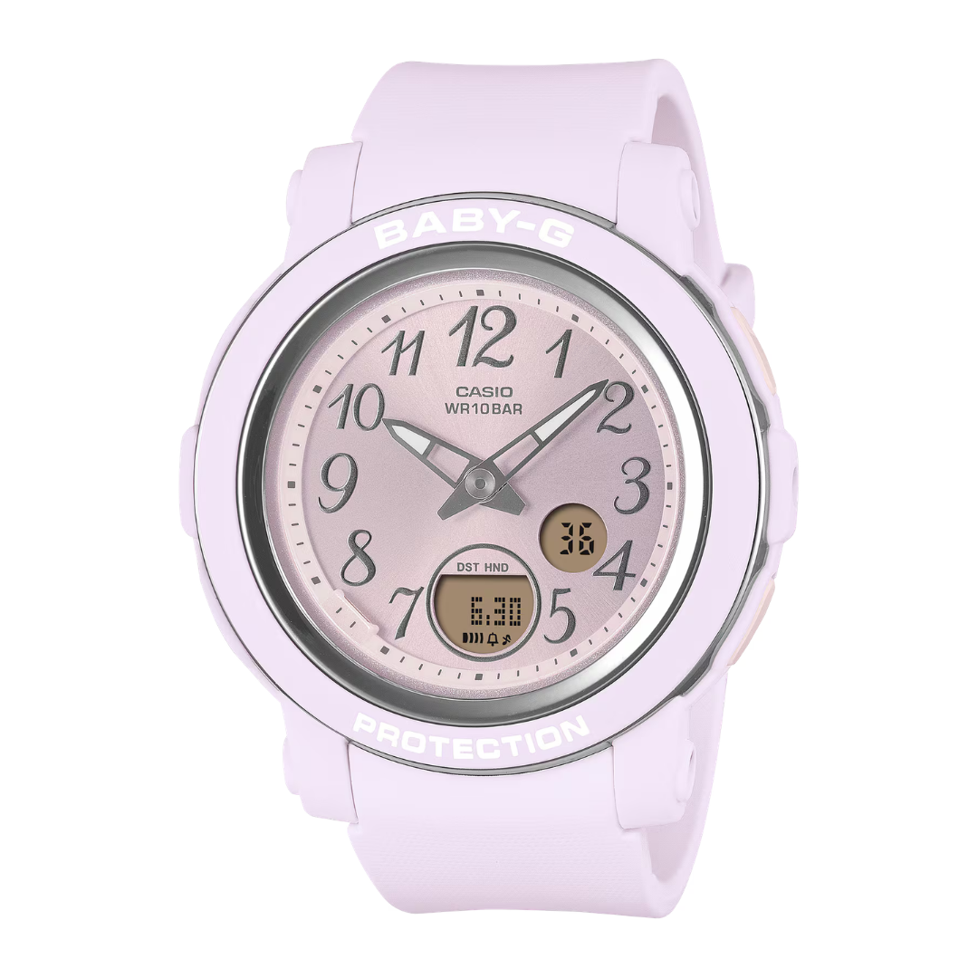 baby-g analog digital pale purple resin band women watch front view