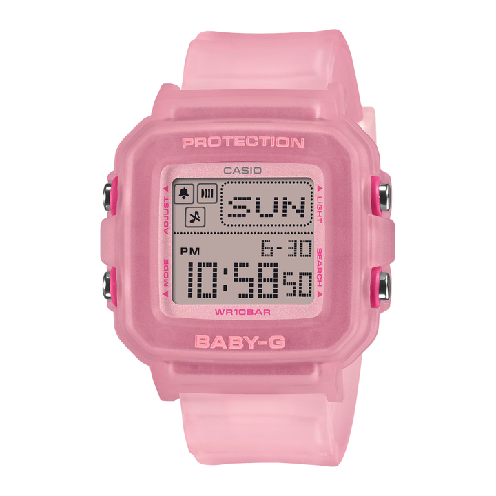 casio baby-g+ plus pink resin band women watch front view