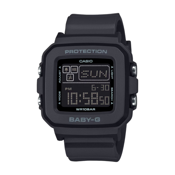 Casio Baby-G BGD-10-1DR digital black pixel-art animations shock resistant 100m