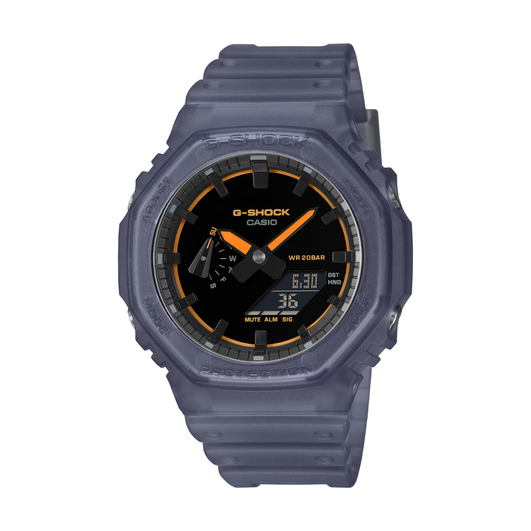 Casio G-Shock GA-2100K-2ADR blue neon accents piano black Carbon Core 200m