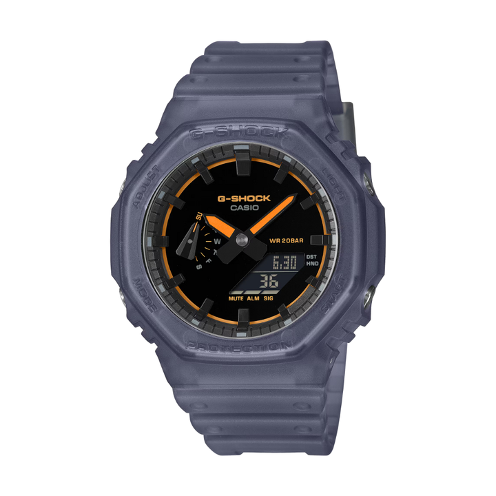 Casio G-Shock GA-2100K-2ADR blue neon accents piano black Carbon Core 200m