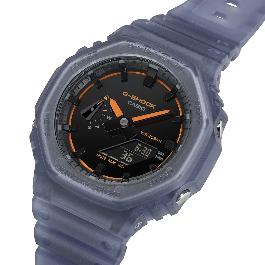Casio GA-2100K-2ADR translucent matte finish music-inspired nightlife
