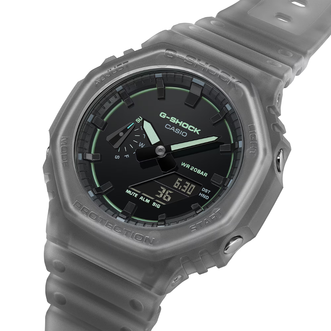 Casio GA-2100K-1ADR translucent matte finish music-inspired nightlife