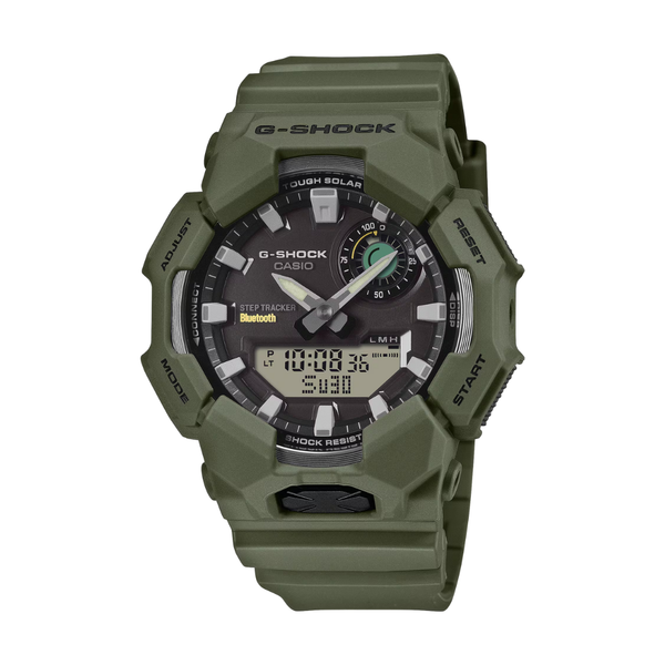Casio G-Shock GA-B010 men's green watch with solar power and step tracker